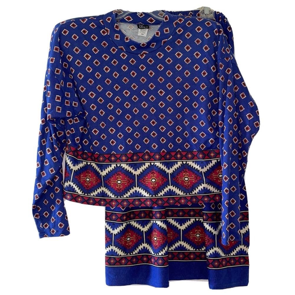 VTG Ali Miles Skirt Set Southwest Aztec Design Western Wearable Art Size L/S